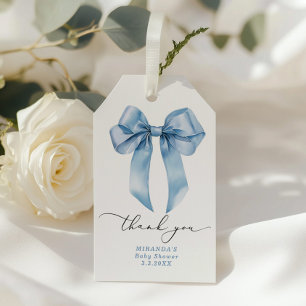 Étiquettes-cadeau Remerciement pour Baby shower garçon ruban bleu