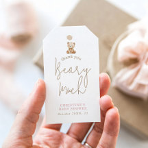 Remerciement pour Baby Shower Ours en Peluche Rose