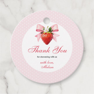 Étiquettes Cadeau Remerciement pour Baby Shower Strawberry Pink Coqu