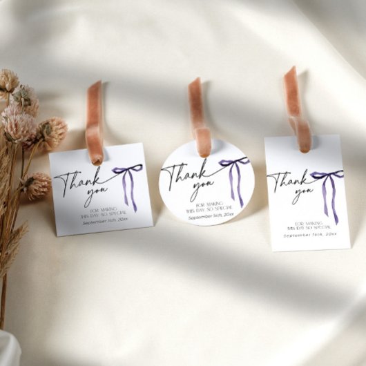 Étiquettes-cadeau Remerciement pour la fête de mariage avec un nœud