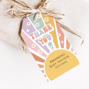Étiquettes-cadeau Remerciement pour une Baby Shower Rétro Groovy