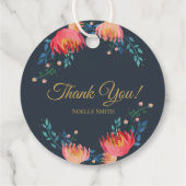Étiquettes Cadeau Remerciements! Bleu foncé, Élégant, Fleurs Whimiqu (Dos)