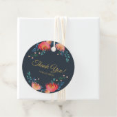 Étiquettes Cadeau Remerciements! Bleu foncé, Élégant, Fleurs Whimiqu (En situation)