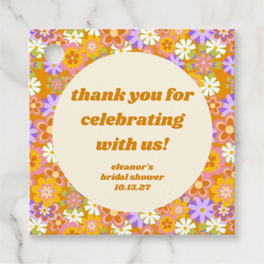 Étiquettes Cadeau Remerciements de Fête de Mariée sur mesure Fleurs (Devant)