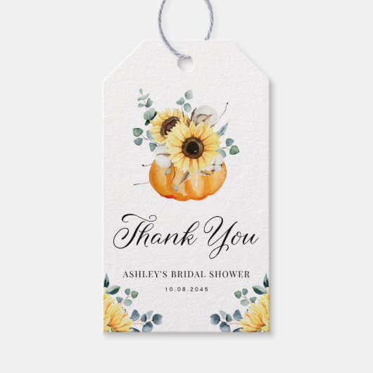 Étiquettes-cadeau Remerciements de la fête prénuptiale pour citrouil (Devant)