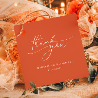 Étiquettes Cadeau Remerciements de mariage à la calligraphie Orange