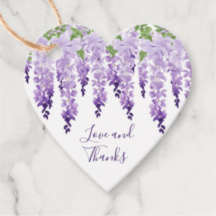 Étiquettes Cadeau Remerciements de mariage à l'aquarelle Wisteria