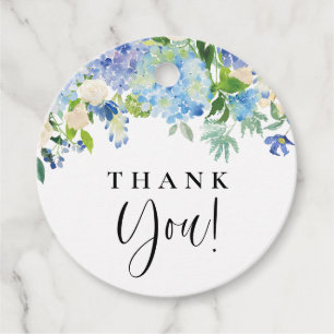 Étiquettes Cadeau Remerciements de mariage aux Hortensias Bleus et R
