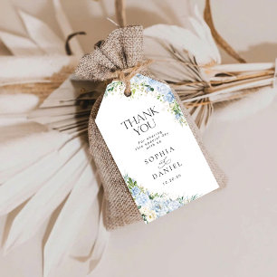 Étiquettes-cadeau Remerciements de mariage floraux bleu poussiéreux
