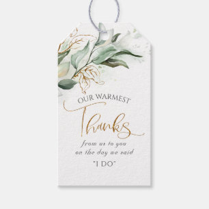 Étiquettes-cadeau Remerciements de mariage or et verdure