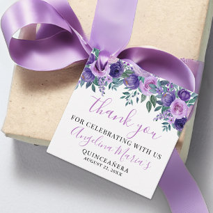Étiquettes Cadeau Remerciements de Quinceanera Violette