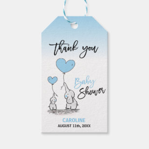 Étiquettes-cadeau REMERCIEMENTS Éléphant Bleu GARÇON Baby SHOWER