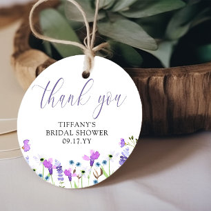 Étiquettes Cadeau Remerciements Fête de Mariage Fleur Sauvage Violet
