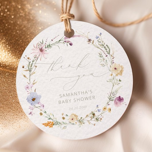 Étiquettes Cadeau Remerciements pour Baby Shower Aquarelles Fleurs S