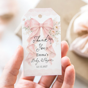 Étiquettes-cadeau Remerciements pour Baby Shower Fleurs Ruban Vintag