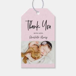 Étiquettes-cadeau Remerciements pour Baby Shower Pink Photo Baby Pos