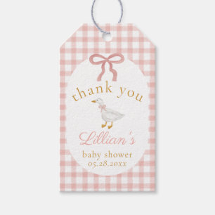 Étiquettes-cadeau Remerciements pour la Baby Shower Dinde Rose à Car