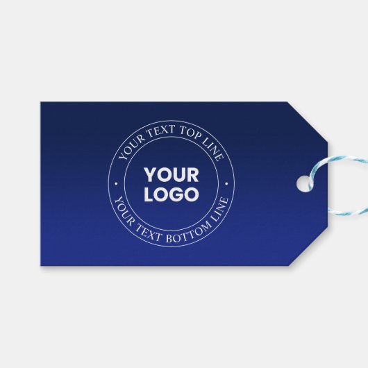 Étiquettes-cadeau Remplacement et texte faciles du logo | Dégradé bl (Devant (Horizontal))