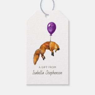 Étiquettes-cadeau Renard et ballon fantaisistes mignons