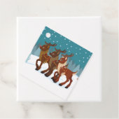 Étiquettes Cadeau Rennes dans la neige (En situation)