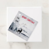 Étiquettes Cadeau Rennes dans l'Aquarelle gris sauvage Noël (En situation)