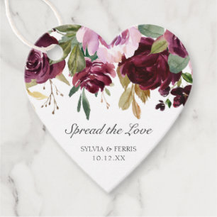 Étiquettes Cadeau Répandre l'Amour Mariage Floral Moody Plum