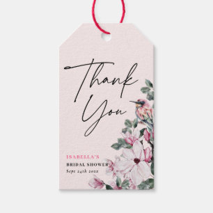 Étiquettes-cadeau Ressort rose Floral & Oiseaux Fête des mariées Mer