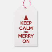 Étiquettes-cadeau Restez calme et joyeux sur le rouge et le blanc (Devant)