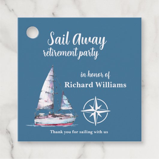 Étiquettes Cadeau Retirement Party Sail Away Nautical Theme (Devant)