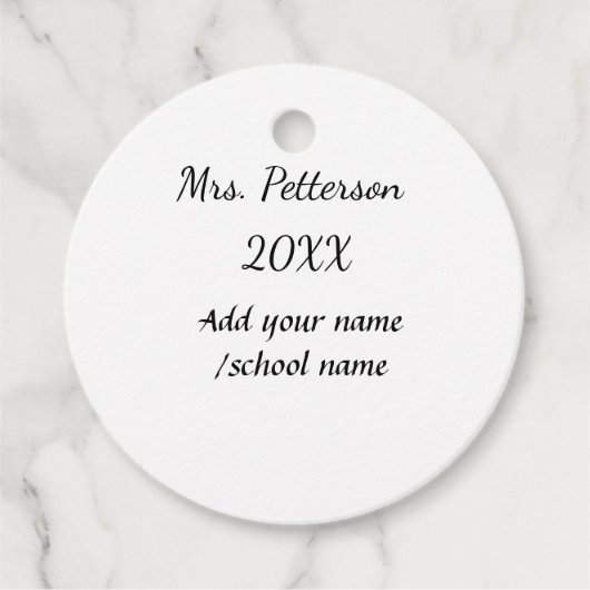 Étiquettes Cadeau Retour à l'école ajouter nom de l'enseignant année (Devant)