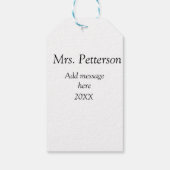 Étiquettes-cadeau Retour à l'école professeur appréciation ajouter c (Dos)