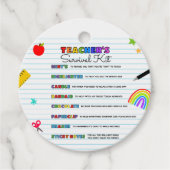 Étiquettes Cadeau Retour à l'école Trousse de survie de l'enseignant (Devant)