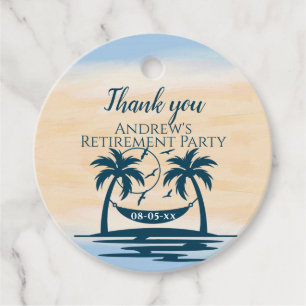 Étiquettes Cadeau Retraite Beach Palm Trees Merci