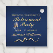 Étiquettes Cadeau Retraite Classique Classique Champagne Verre Bleu (Dos)