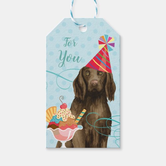 Étiquettes-cadeau Retriever à couche plate pour l'anniversaire doux (Devant)