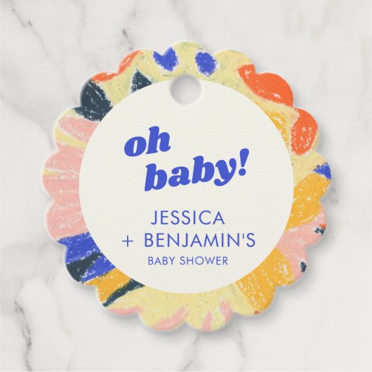 Étiquettes Cadeau Retro Abstract Botanical Fun Baby Shower Custom (Devant)