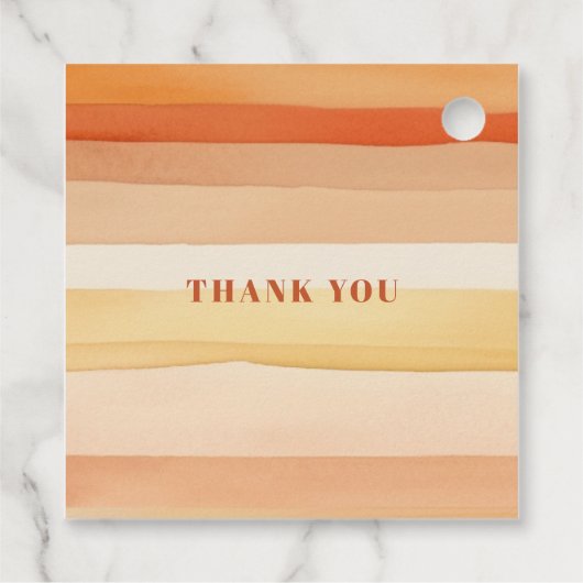 Étiquettes Cadeau Rétro Aquarelle Stripes Terracotta Orange Mariage (Dos)
