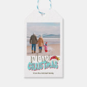 Étiquettes-cadeau Retro Blue Simple Photo Festive Joyeux Noël (Devant)