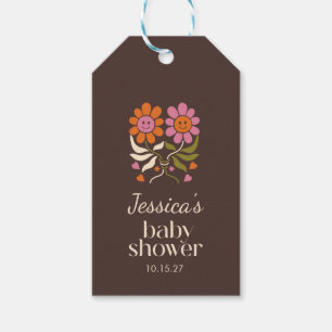 Étiquettes-cadeau Retro Boho Brown Fleur Baby shower Super Personnal