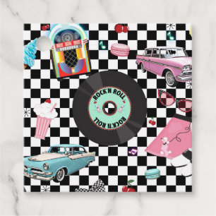 Étiquettes Cadeau Retro Checker 50's Cinquante Thème Anniversaire