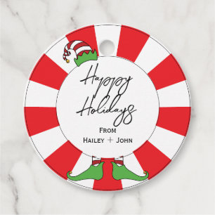 Étiquettes Cadeau Retro Chic Fun Pepperment Candy Elf Joyeux Vacance