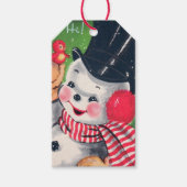 Étiquettes-cadeau Retro Christmas Holiday snowman party ajouter un n (Devant)