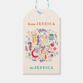 Étiquettes-cadeau Retro coloré Holly Jolly Noël (Devant)