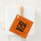 Étiquettes Cadeau Retro Cute Trick ou traiter Halloween Ghost | Noir (En situation)