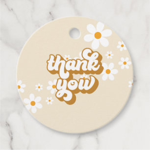 Étiquettes Cadeau Retro Daisy Groovy Baby Shower Mariage