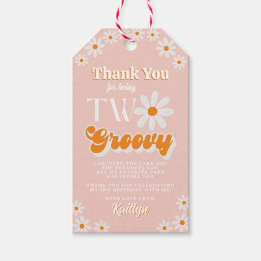 Étiquettes-cadeau Retro Deux Super filles 2e anniversaire (Devant)