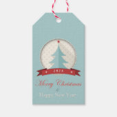 Étiquettes-cadeau Retro Dusty Blue Christmas Tree découpé (Devant)