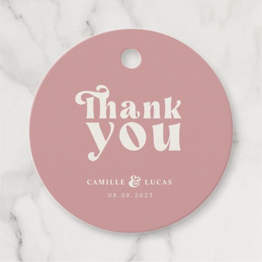 Étiquettes Cadeau Retro Dusty Rose (Devant)
