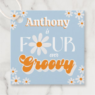 Étiquettes Cadeau Retro Four Ever Super Boys 4e anniversaire