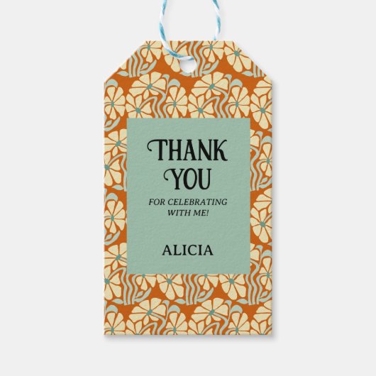 Étiquettes-cadeau Retro Funky Super Boho Botanical Anniversaire (Devant)